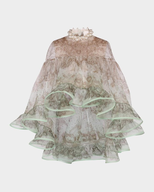 Crushed Embellished Ruffle Blouse
